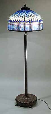 24 1/2" Standard geometric Tiffany floor Lamp blue