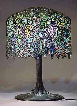 Wisteria leaded glass and bronze Tiffany Lamp